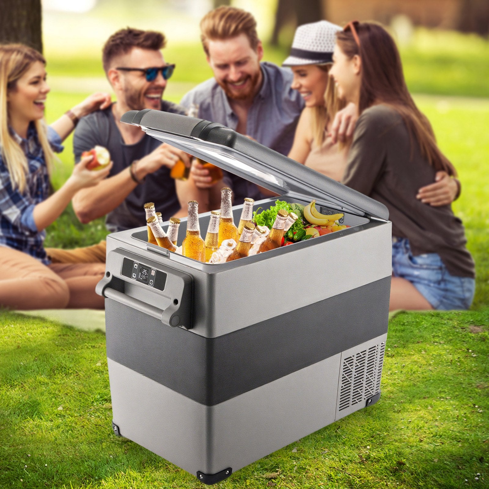 VEVOR Car Refrigerator 55L Compressor Portable Small Refrigerator Car Refrigerator Freezer Vehicle Car Truck RV Boat Mini Electric Cooler for Driving Travel Fishing Outdoor and Home Use