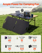 VEVOR Portable Power Station with 100W Solar Panel, 600W Solar Generator Power Station, 493Wh LiFePO4 Battery Backup with 7 Output Ports for Home Emergency, Outdoor Camping, RV Travel