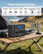 VEVOR Portable Power Station, 1200W Solar Generator Power Station, 806Wh LiFePO4 Battery Backup with 9 Output Ports for Home Emergency, Outdoor Camping, RV Travel (Solar Panel NOT Included)
