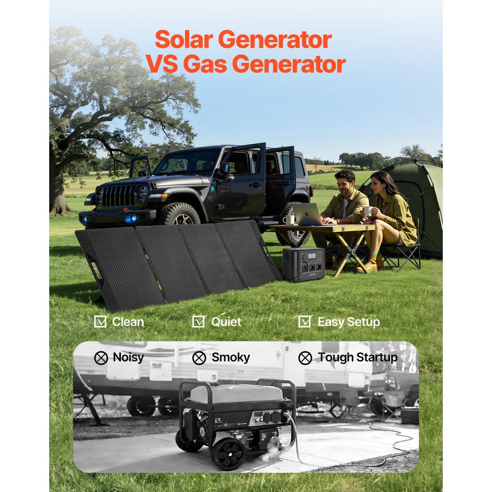 VEVOR Portable Power Station with 200W Solar Panel, 1800W Solar Generator Power Station, 1008Wh LiFePO4 Battery Backup with 9 Output Ports for for Home Emergency, Outdoor Camping, RV Travel