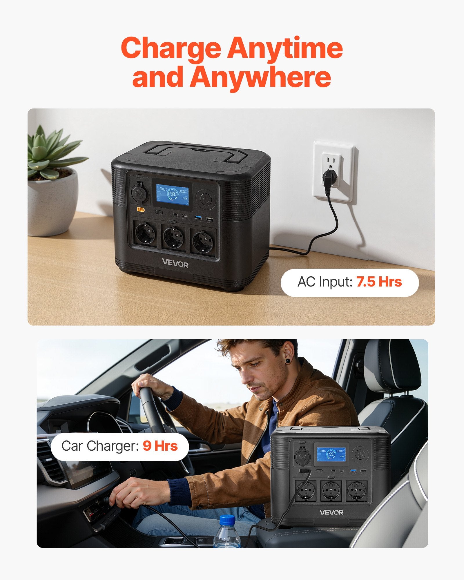 VEVOR Portable Power Station, 1800W Solar Generator Power Station, 1008Wh LiFePO4 Battery Backup with 8 Output Ports for for Home Emergency, Outdoor Camping, RV Travel (Solar Panel NOT Included)