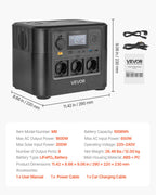 VEVOR Portable Power Station, 1800W Solar Generator Power Station, 1008Wh LiFePO4 Battery Backup with 8 Output Ports for for Home Emergency, Outdoor Camping, RV Travel (Solar Panel NOT Included)