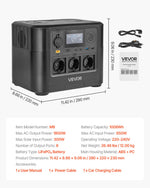 VEVOR Portable Power Station, 1800W Solar Generator Power Station, 1008Wh LiFePO4 Battery Backup with 8 Output Ports for for Home Emergency, Outdoor Camping, RV Travel (Solar Panel NOT Included)