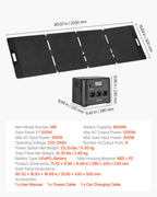 VEVOR Portable Power Station with 200W Solar Panel, 1200W Solar Generator Power Station, 806Wh LiFePO4 Battery Backup with 9 Output Ports for Home Emergency, Outdoor Camping, RV Travel