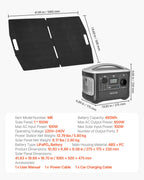VEVOR Portable Power Station with 100W Solar Panel, 600W Solar Generator Power Station, 493Wh LiFePO4 Battery Backup with 7 Output Ports for Home Emergency, Outdoor Camping, RV Travel
