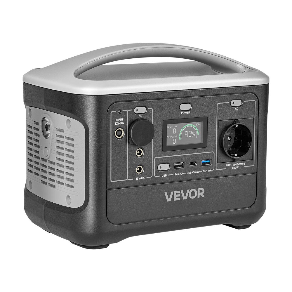 VEVOR Portable Power Station, 600W Solar Generator Power Station, 493Wh LiFePO4 Battery Backup with 7 Output Ports for Home Emergency, Outdoor Camping, RV Travel (Solar Panel NOT Included)