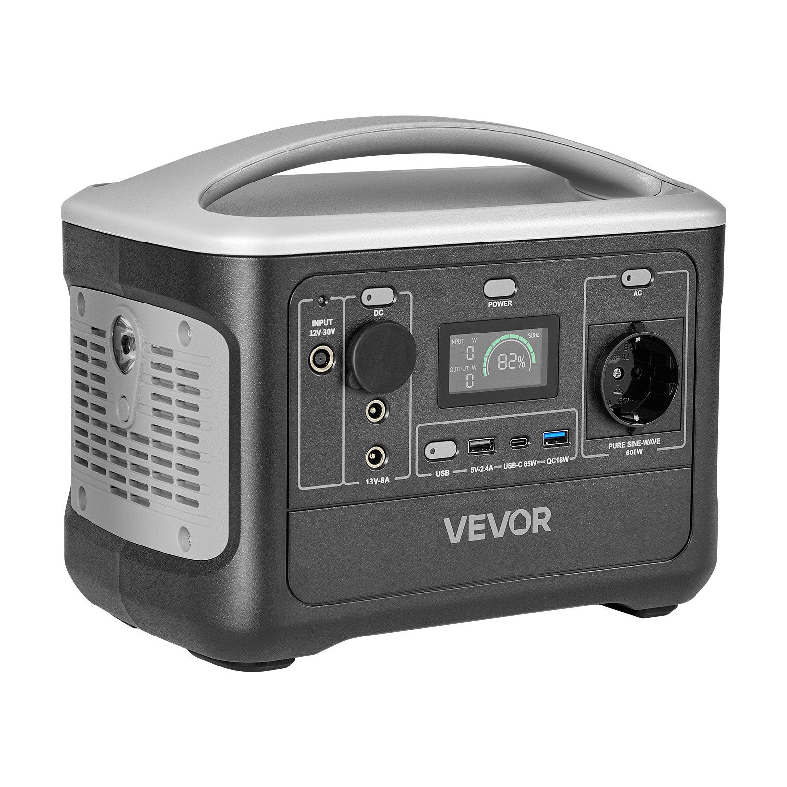 VEVOR Portable Power Station, 600W Solar Generator Power Station, 493Wh LiFePO4 Battery Backup with 7 Output Ports for Home Emergency, Outdoor Camping, RV Travel (Solar Panel NOT Included)