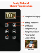 VEVOR Car Refrigerator, DC 12/24V AC100-240V Compressor Electric Cooler, -20°C to 20°C Car Fridge with APP Control, 20L Cars Freezer for RVs, Campsites, Boats, Camping, Fishing, 60W Portable Freezer