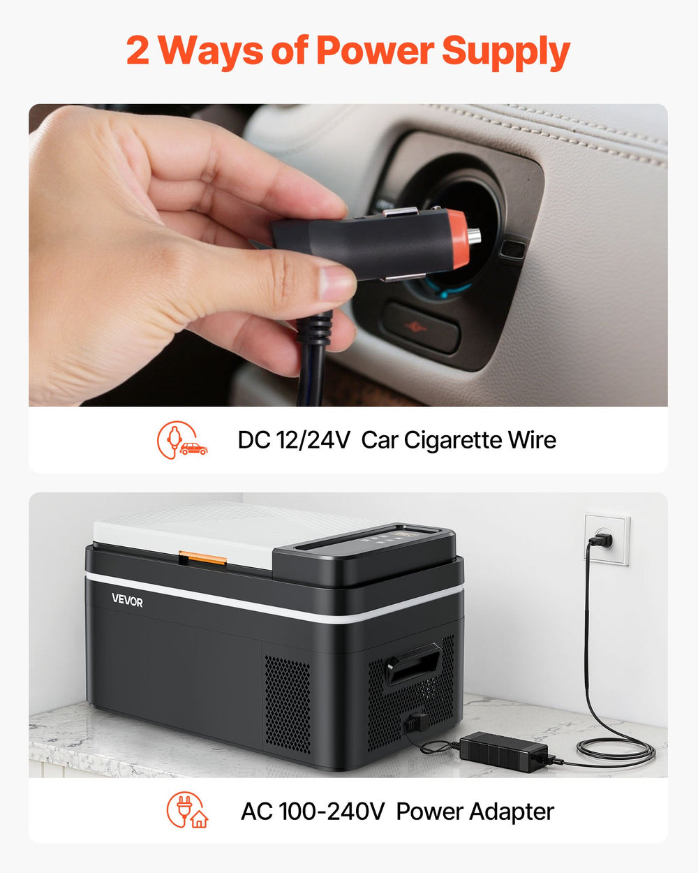 VEVOR Car Refrigerator, DC 12/24V AC100-240V Compressor Electric Cooler, -20°C to 20°C Car Fridge with APP Control, 22L Cars Freezer for RVs, Campsites, Boats, Camping, Fishing, 45W Portable Freezer