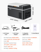 VEVOR Car Refrigerator, DC 12/24V AC100-240V Compressor Electric Cooler, -20°C to 20°C Car Fridge with APP Control, 22L Cars Freezer for RVs, Campsites, Boats, Camping, Fishing, 45W Portable Freezer
