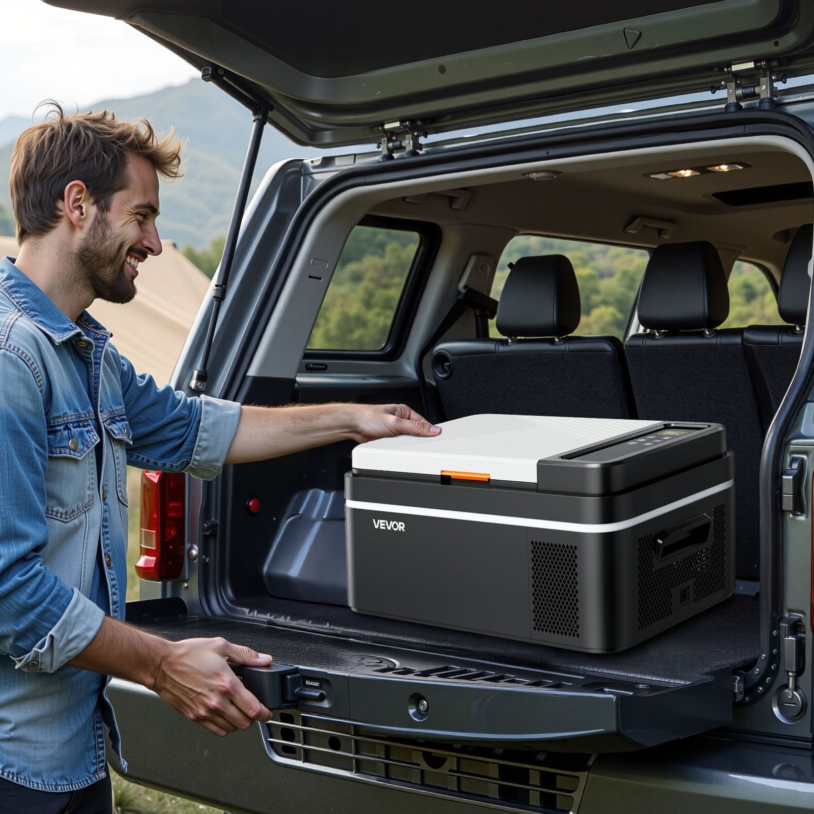 VEVOR Car Refrigerator, DC 12/24V AC100-240V Compressor Electric Cooler, -20°C to 20°C Car Fridge with APP Control, 20L Cars Freezer for RVs, Campsites, Boats, Camping, Fishing, 60W Portable Freezer