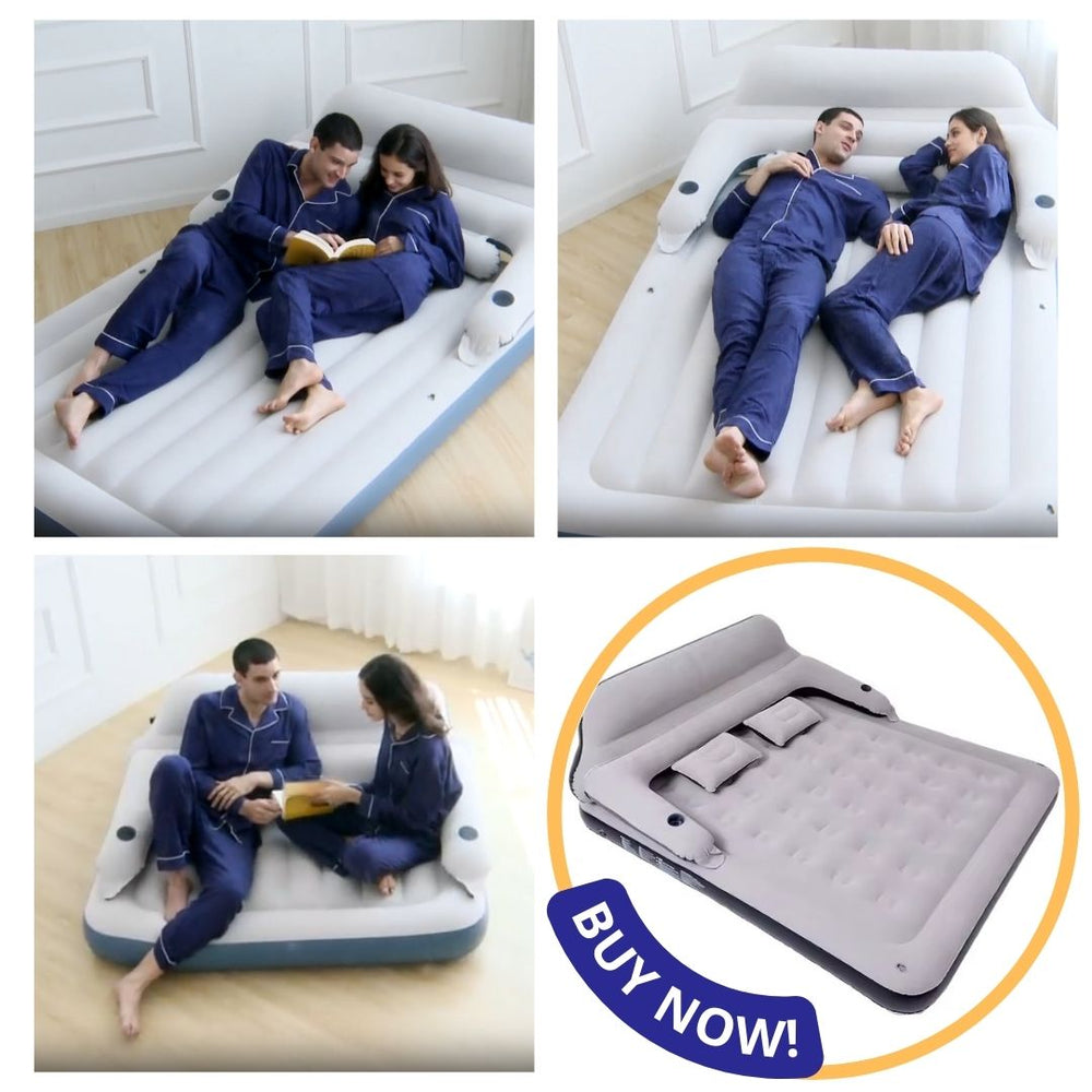 Queen Size Inflatable Air Mattress with Headboard – 250kg Load, SKU: 532