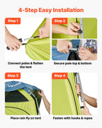 VEVOR Camping Shower Tent, 1 Room, Portable Privacy Tent Changing Room with Ground Stakes, Ropes, Carry Bag, and Steel Poles, 200D Oxford Fabric with Silver Coating, for Camping, Beach, Fishing