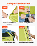 VEVOR Camping Shower Tent, 1 Room, Portable Privacy Tent Changing Room with Ground Stakes, Ropes, Carry Bag, and Steel Poles, 200D Oxford Fabric with Silver Coating, for Camping, Beach, Fishing