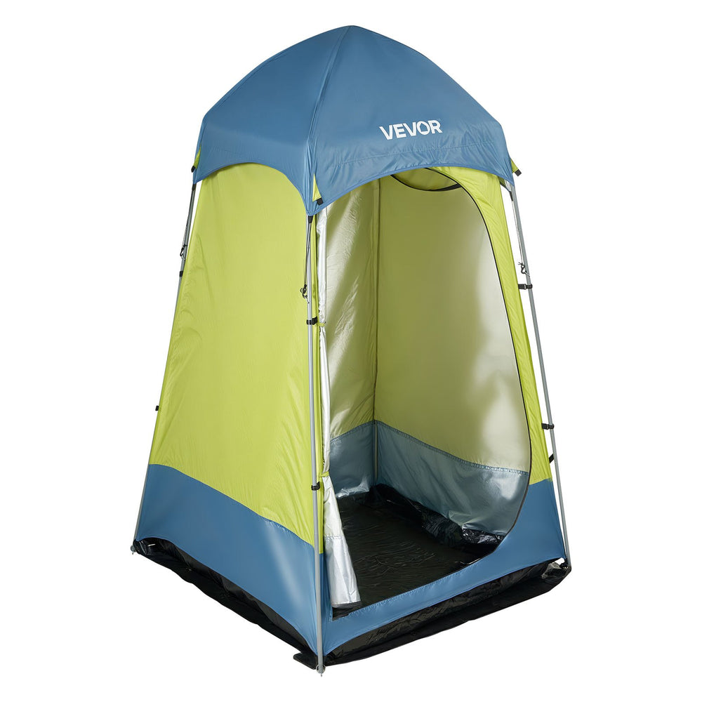 VEVOR Camping Shower Tent, 1 Room, Portable Privacy Tent Changing Room with Ground Stakes, Ropes, Carry Bag, and Steel Poles, 200D Oxford Fabric with Silver Coating, for Camping, Beach, Fishing