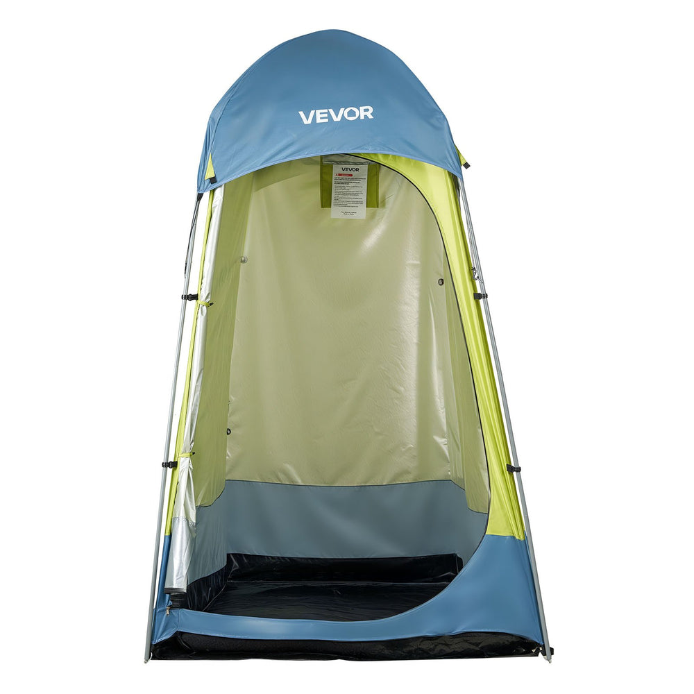VEVOR Camping Shower Tent, 1 Room, Portable Privacy Tent Changing Room with Ground Stakes, Ropes, Carry Bag, and Steel Poles, 200D Oxford Fabric with Silver Coating, for Camping, Beach, Fishing