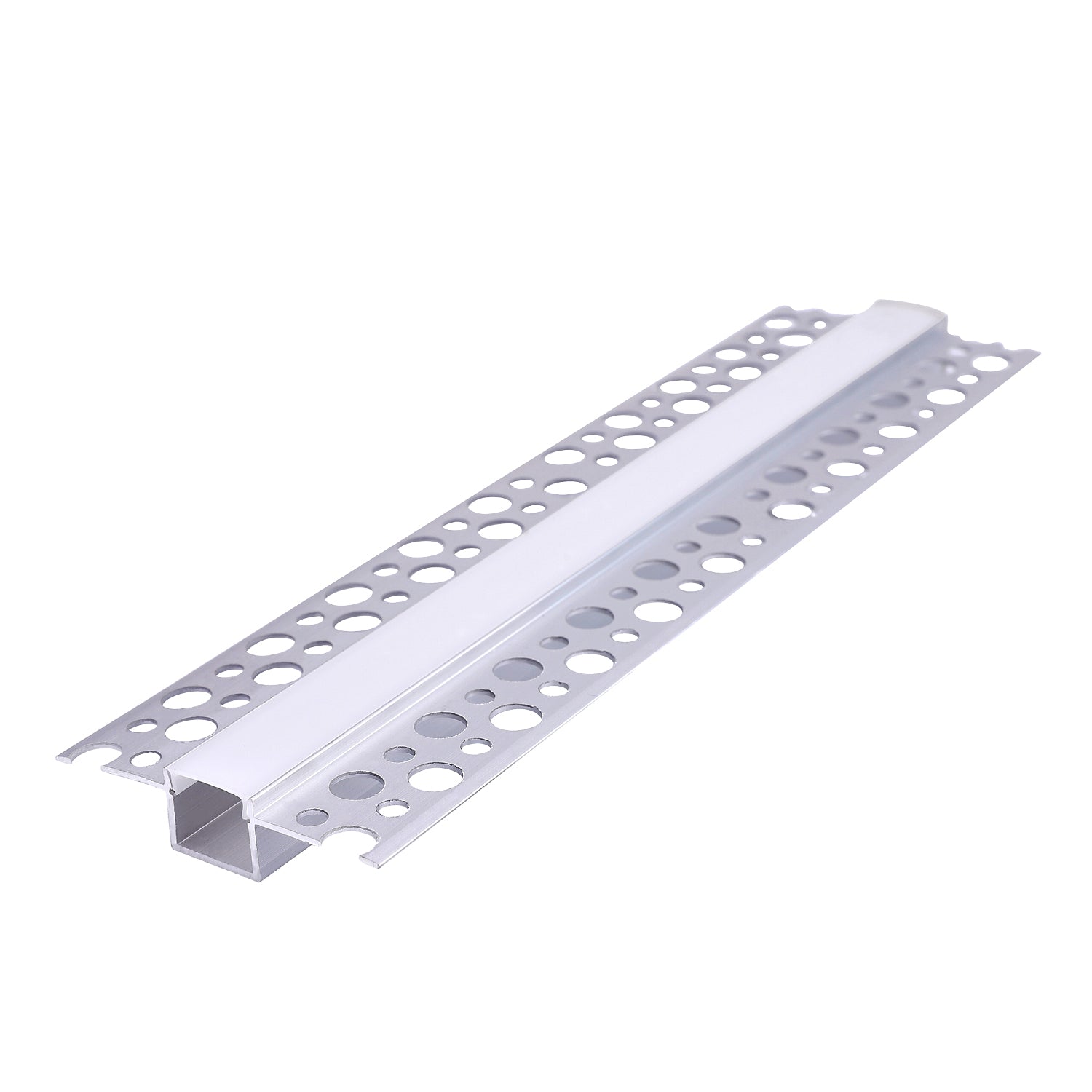 Recessed profile KG01 anodized silver + milky cover 2m Kobi