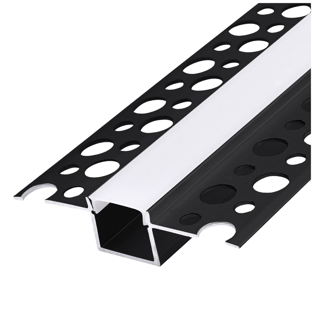 Recessed profile KG01 black + milky cover 1m Kobi