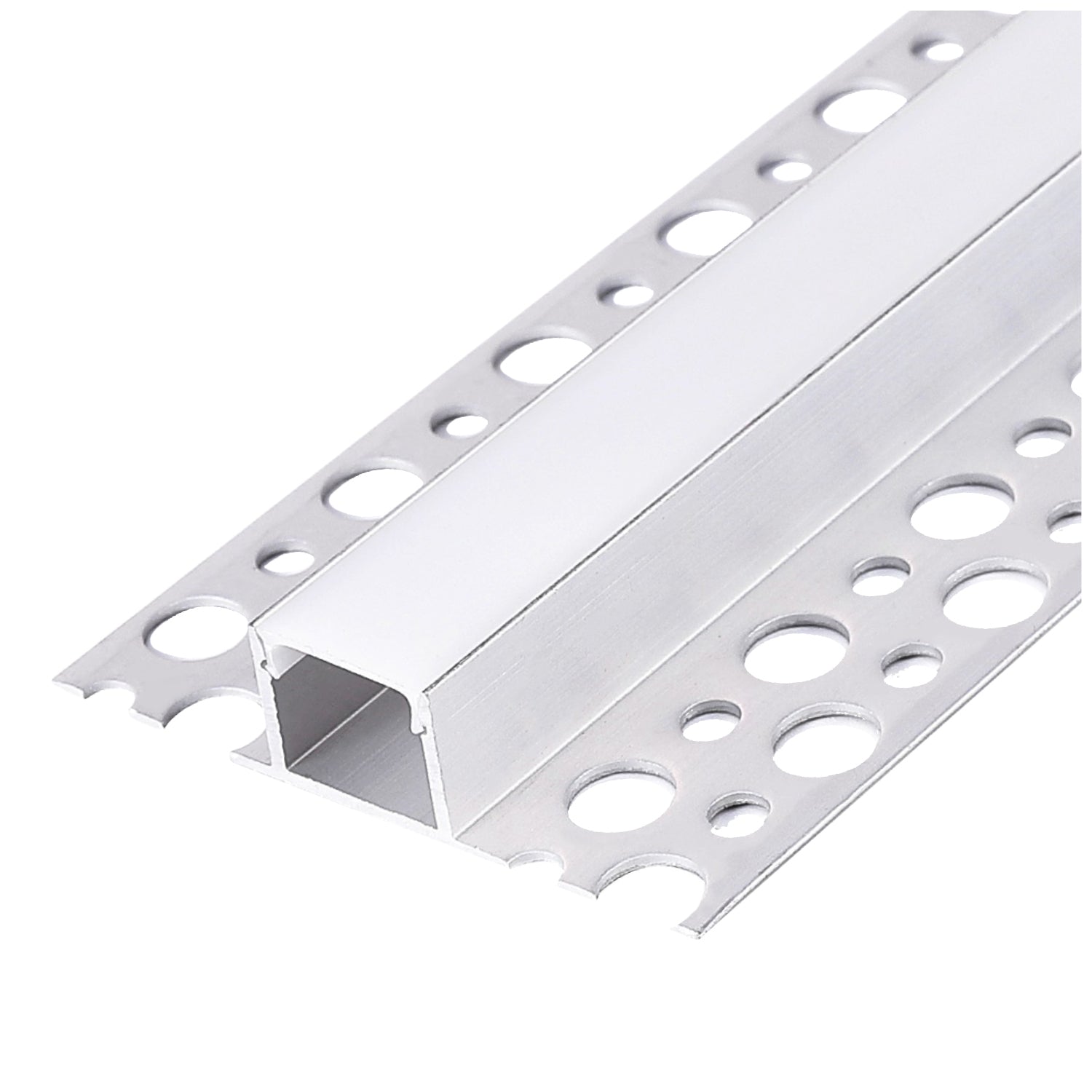 Recessed profile KG02 anodized silver + milky cover 1m Kobi