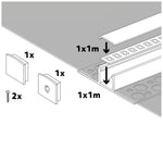 Recessed profile KG02 white + milky cover 1m Kobi