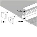 Recessed profile KG02 black + milky cover 1m Kobi