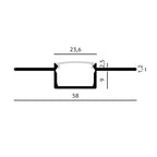 Recessed profile KG03 anodized silver + milky cover 2m Kobi