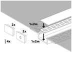 Recessed profile KG03 anodized silver + milky cover 2m Kobi