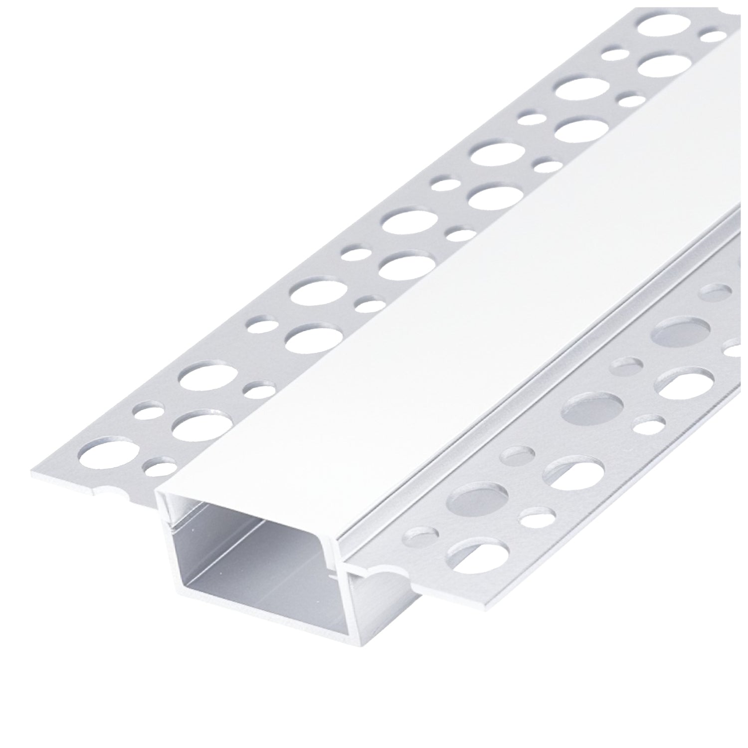Recessed profile KG03 anodized silver + milky cover 2m Kobi