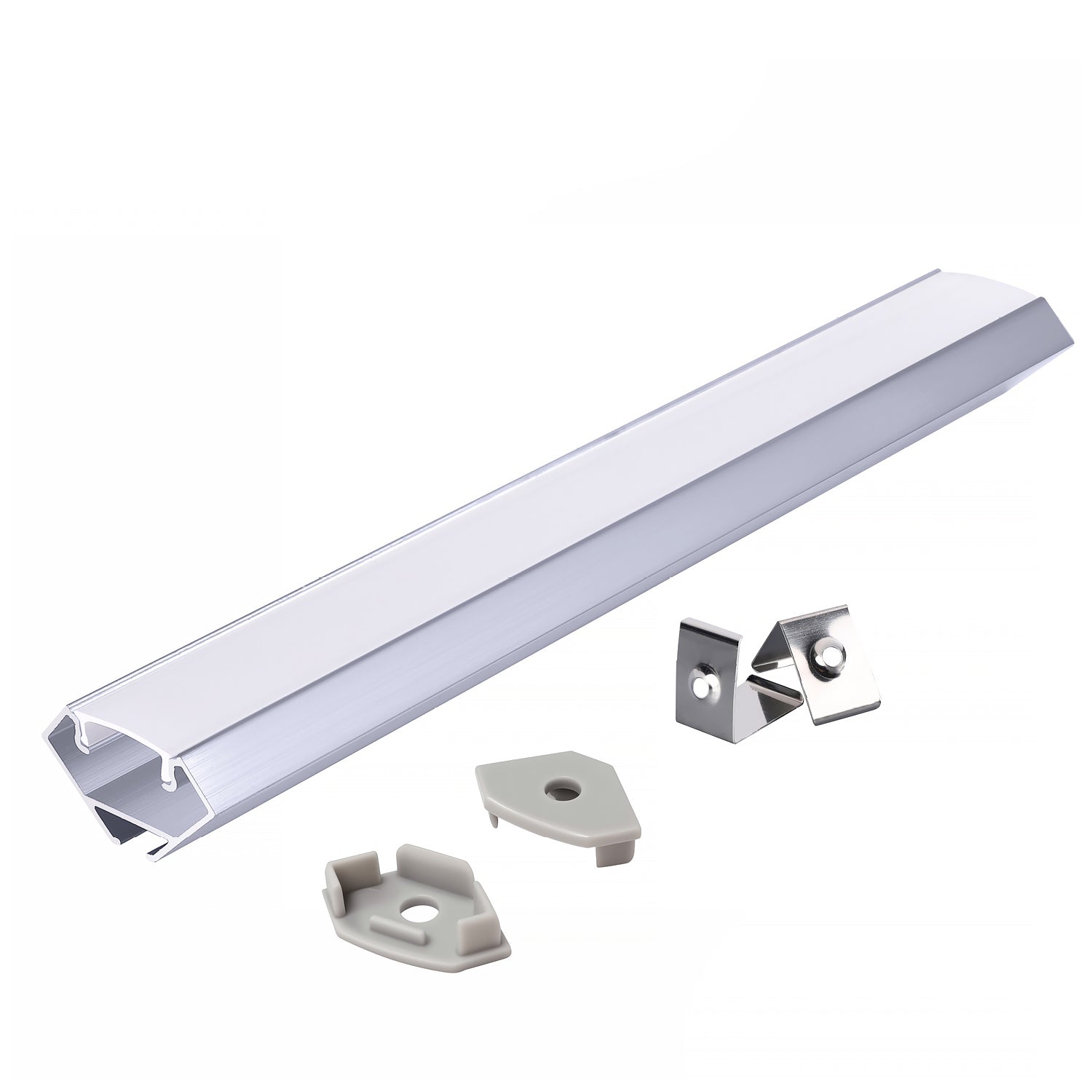 Angular profile N01 anodized silver + milky cover 2m Kobi