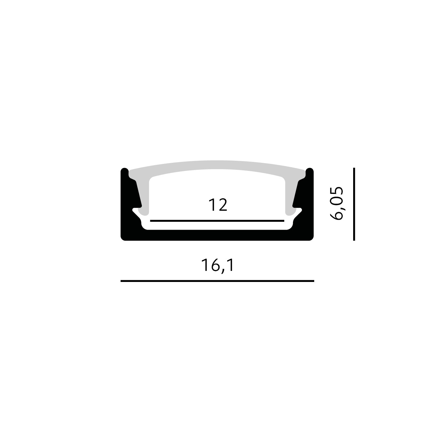 Surface profile P01 white + milky cover 1m Kobi