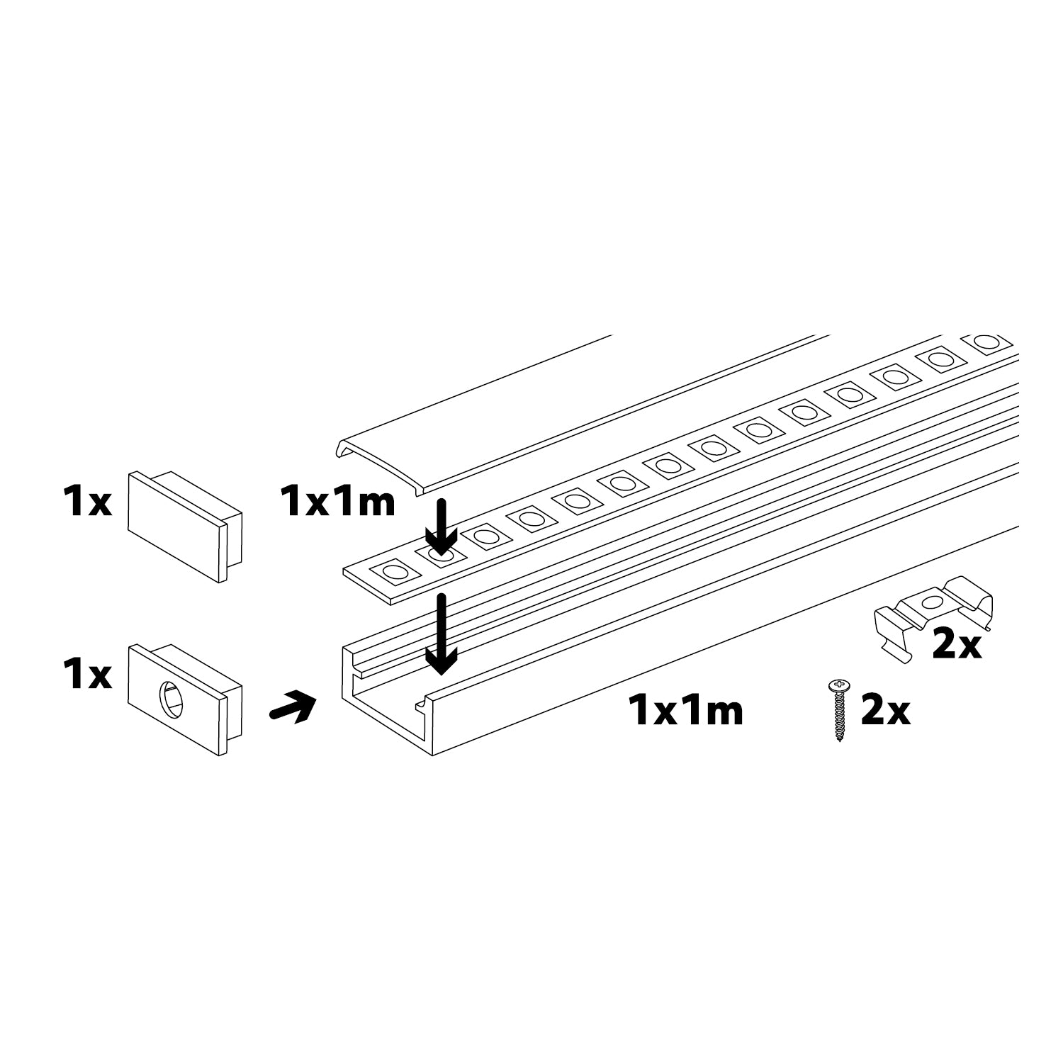 Surface profile P01 white + milky cover 1m Kobi