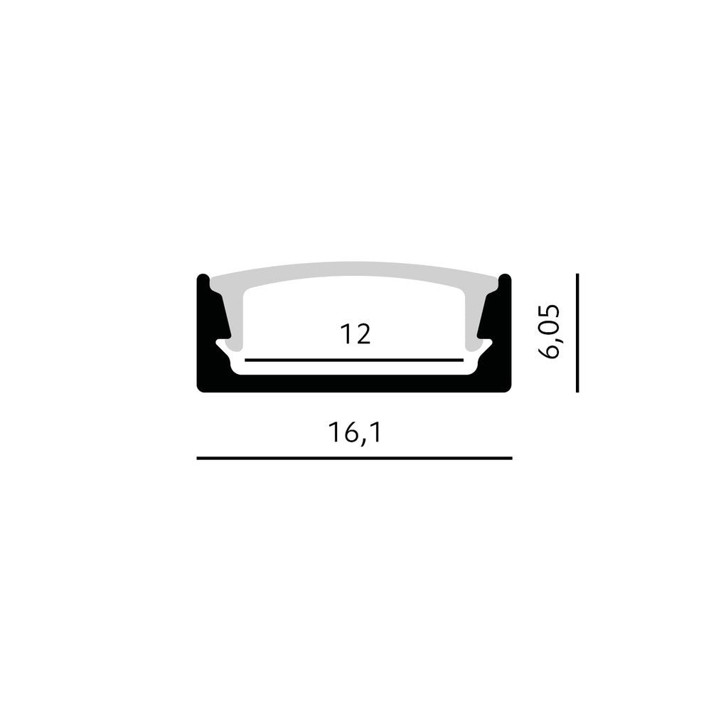 Surface profile P01 white + milky cover 2m Kobi