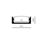 Surface profile P01 black + black cover 1m Kobi