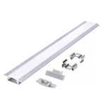 Recessed profile P02 anodized silver + milky cover 2m Kobi