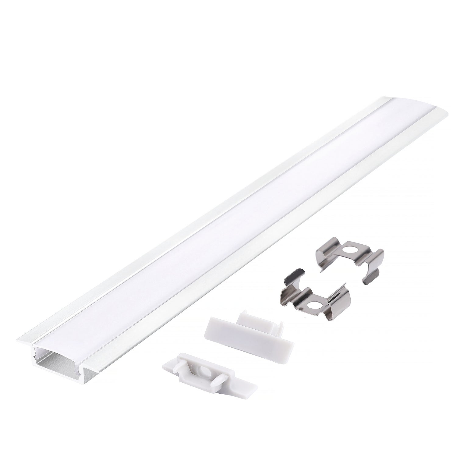 Recessed profile P02 white + milky cover 2m Kobi