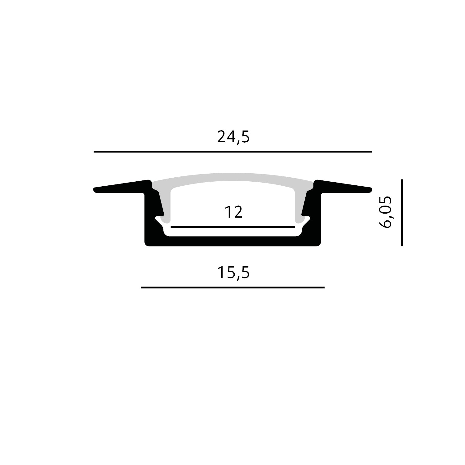 Recessed profile P02 white + milky cover 2m Kobi