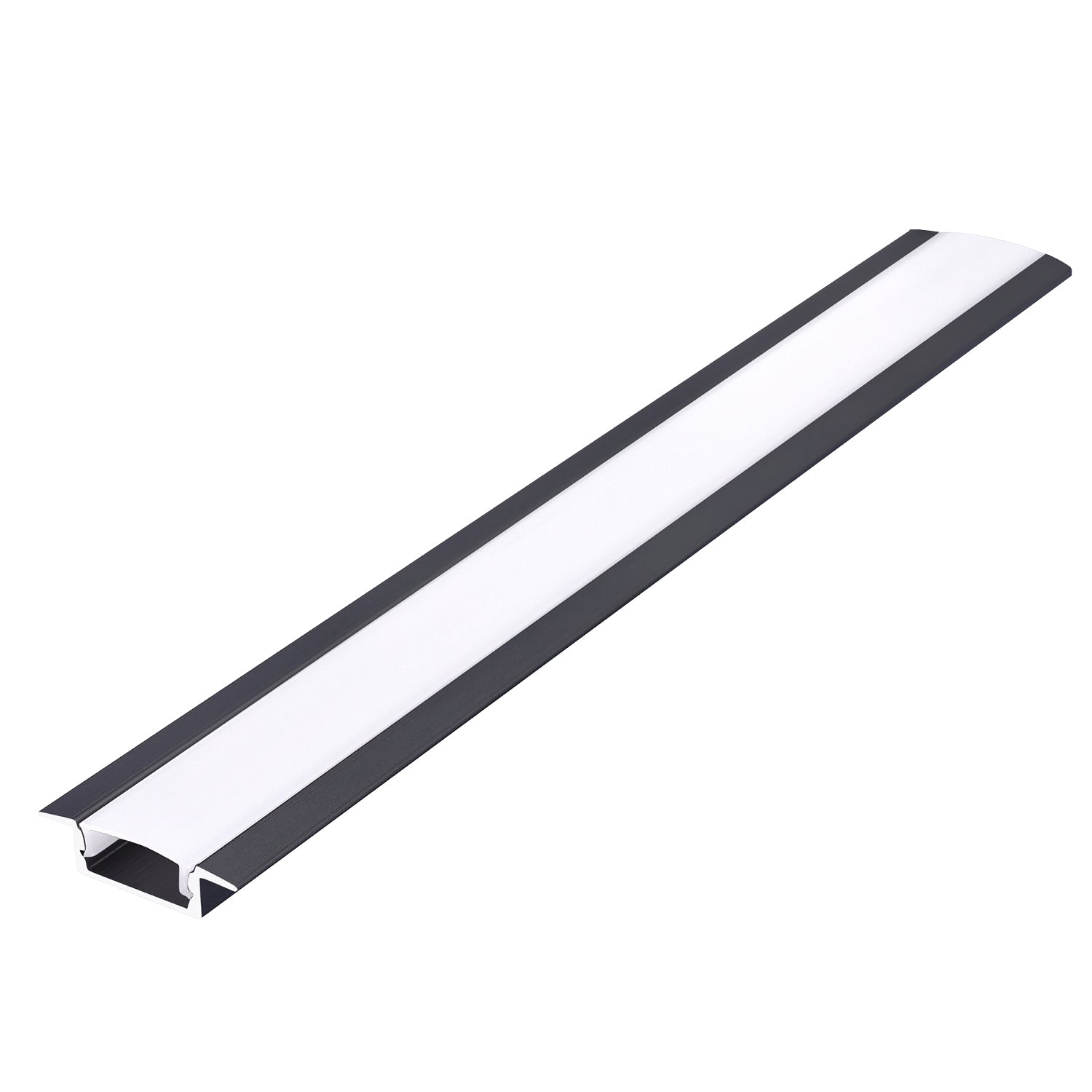 Recessed profile P02 black + milky cover 1m Kobi