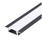 Recessed profile P02 black + milky cover 1m Kobi