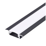 Recessed profile P02 black + milky cover 1m Kobi