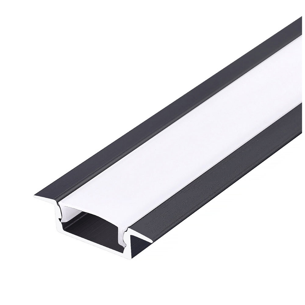 Recessed profile P02 black + milky cover 2m Kobi