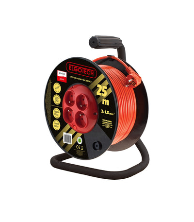 Cable reel extension 4s/25m/with grounding/1mm orange Elgotech