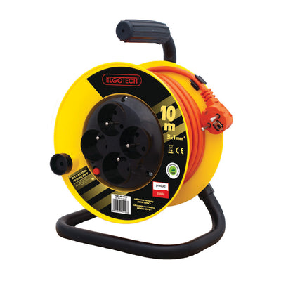 Cable reel extension 4s/10m/with grounding/1mm orange Elgotech