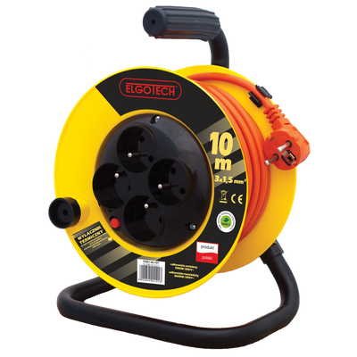 Cable reel extension 4s/10m/with grounding/1,5mm orange Elgotech