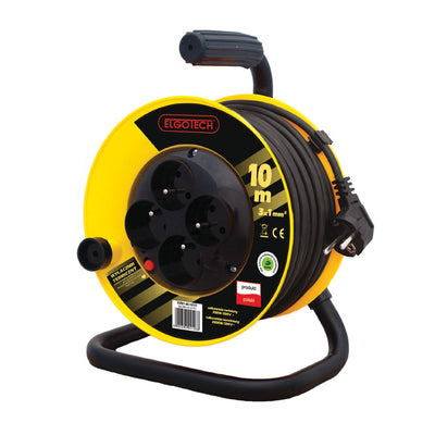 Cable reel extension 4s/15m/with grounding/1,5mm black rubber Elgotech