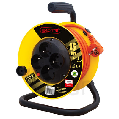 Cable reel extension 4s/15m/with grounding/1,5mm orange Elgotech