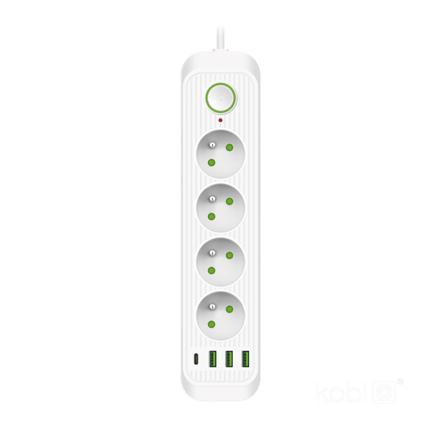 Extension cord CONNECTO 4 sockets+USB/1,5m/Zu+W/1,5mm white Kobi Design