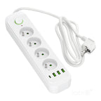 Extension cord CONNECTO 4 sockets+USB/1,5m/Zu+W/1,5mm white Kobi Design