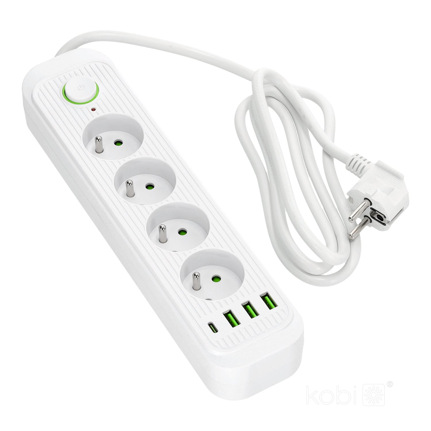 Extension cord CONNECTO 4 sockets+USB/1,5m/Zu+W/1,5mm white Kobi Design