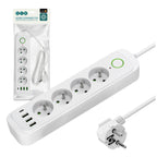 Extension cord CONNECTO 4 sockets+USB/1,5m/Zu+W/1,5mm white Kobi Design