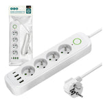 Extension cord CONNECTO 4 sockets+USB/1,5m/Zu+W/1,5mm white Kobi Design